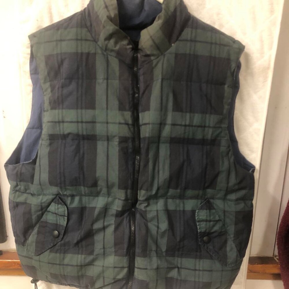 Outdoor‎ Exchange Mens Vintage Vest L Green Blue Reversible Down Fill  Vest